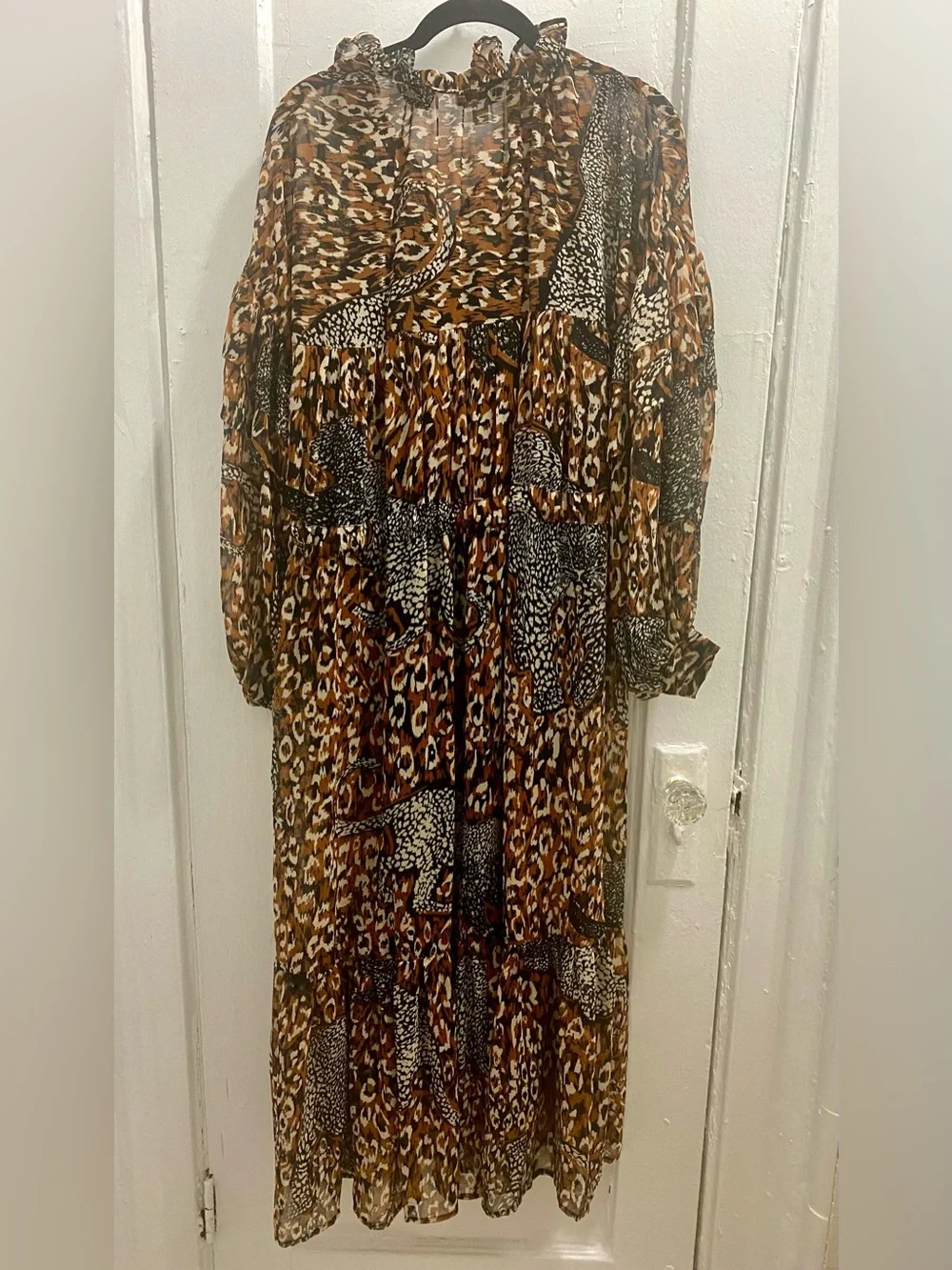 Topshop Brown Black Cream Animal Print maxi dress - Picture 2 of 7